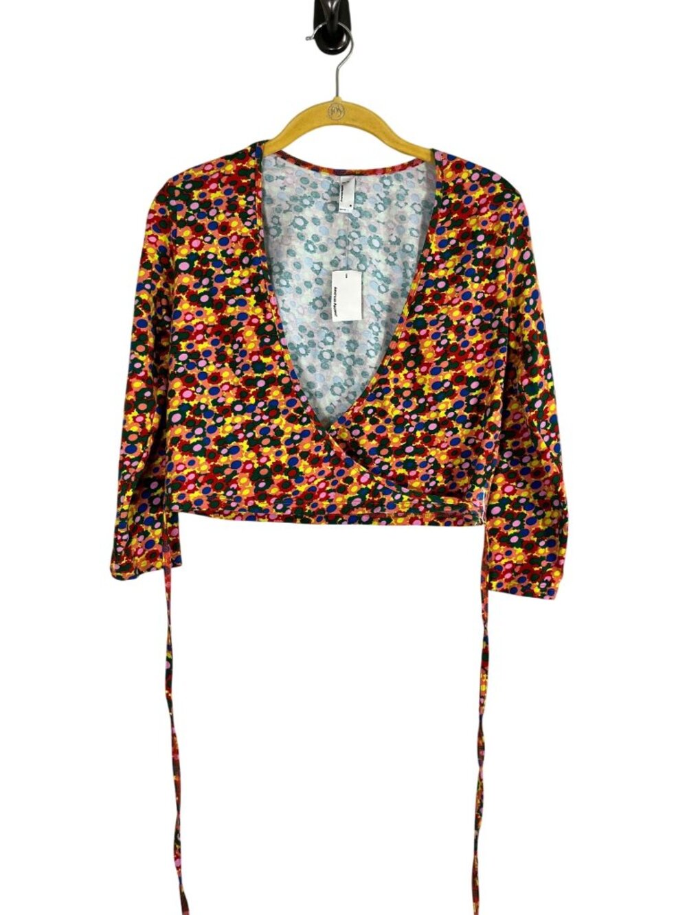 Colorful Floral Crop Top M Ballet Festival Rave 70s Disco Y2K